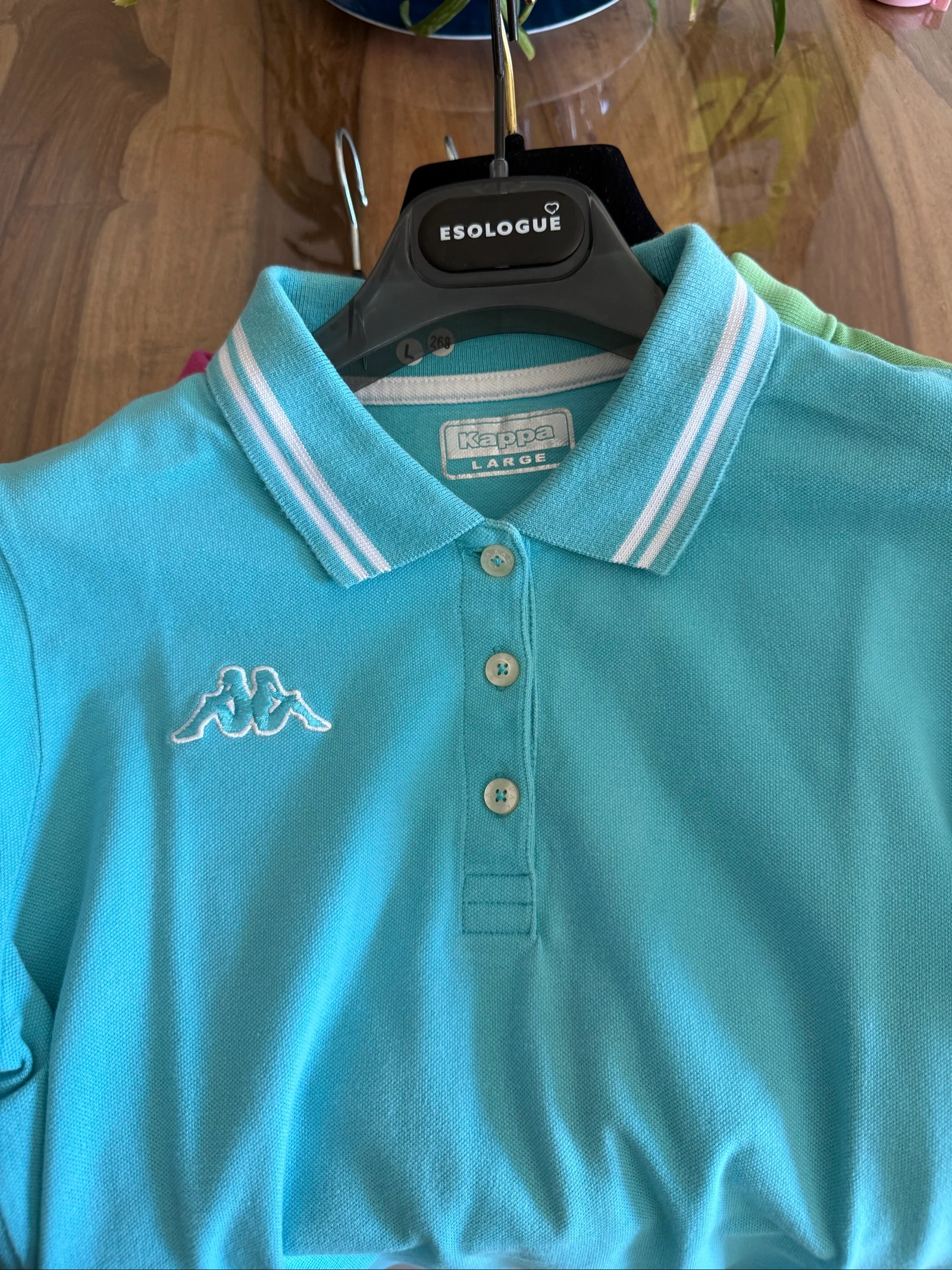 Lot 4 Polos Femme Kappa – Tamanho L / XL – Rosa Verde Azul – Estado Perfeito – photo 9